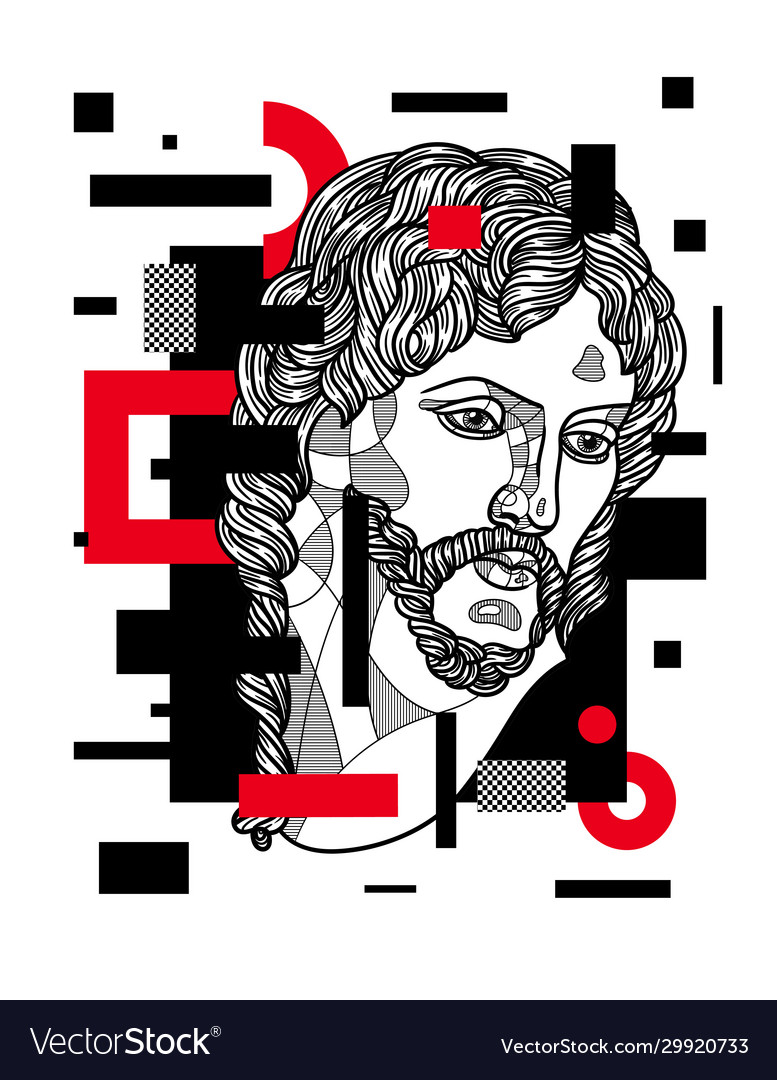 Risen christ sculpture glitch red modern Vector Image