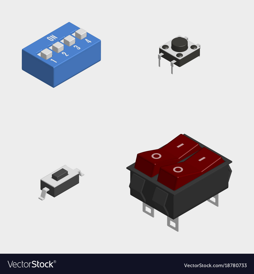 Set different electrical buttons and switches Vector Image