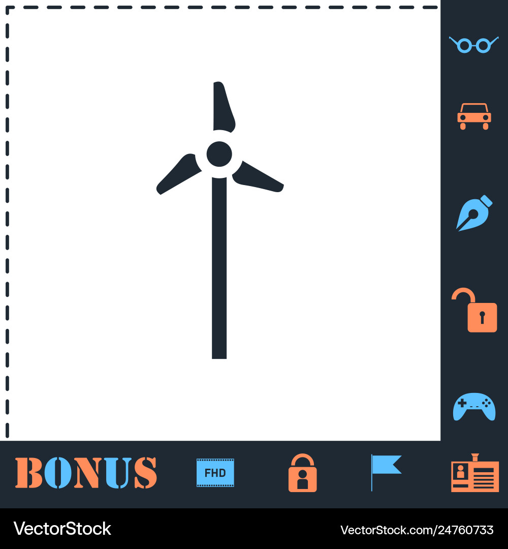 Windmill icon flat Royalty Free Vector Image - VectorStock
