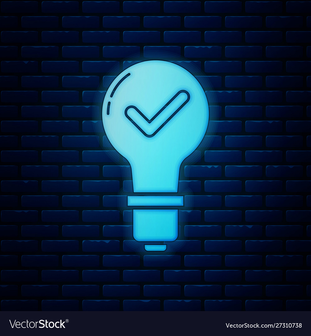 Neon Light Bulbs >> Glowing Neon Light Bulb And Check Mark Icon Neon Light Bulbs >> Glowing Neon Light Bulb And Check Mark Icon