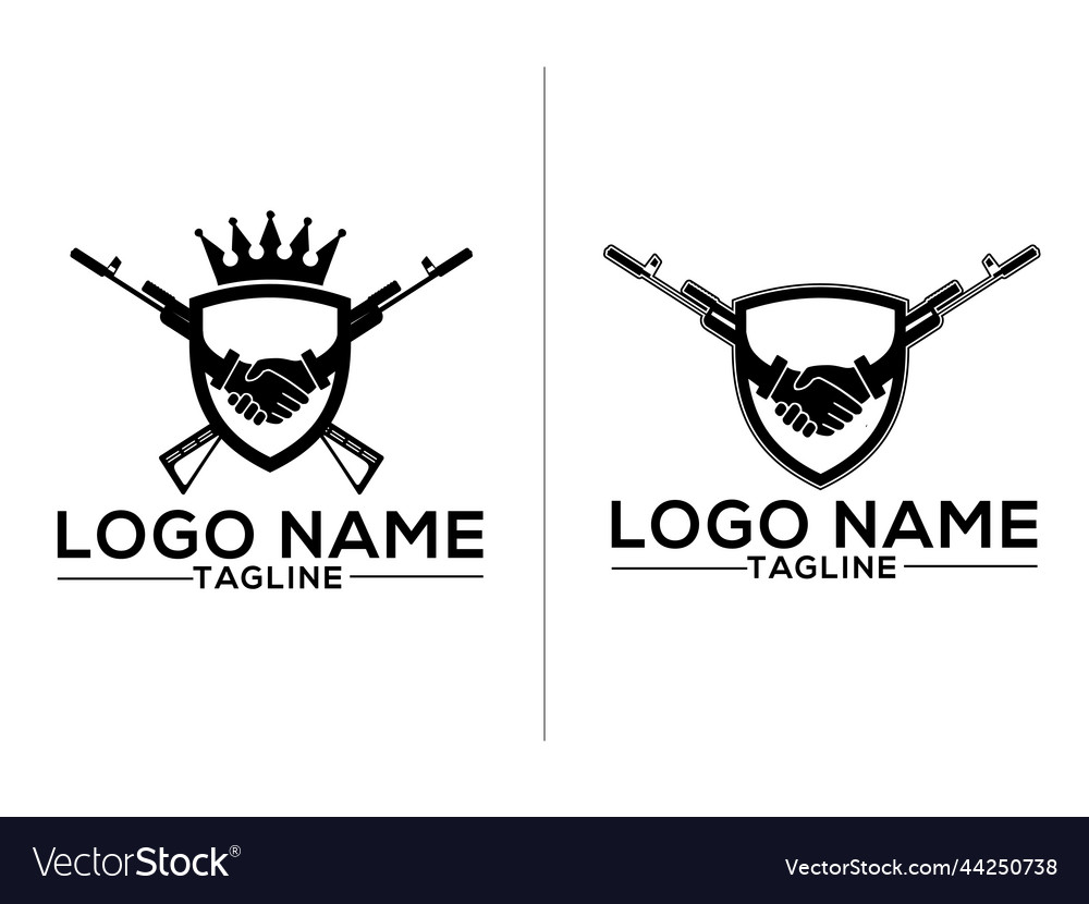 Gun logo design with black and white background Vector Image