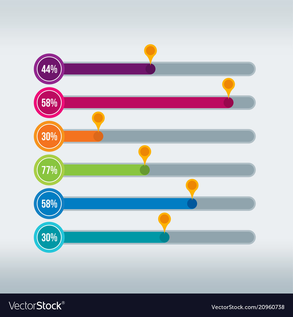 Progress bars infographic in multiple colors Vector Image