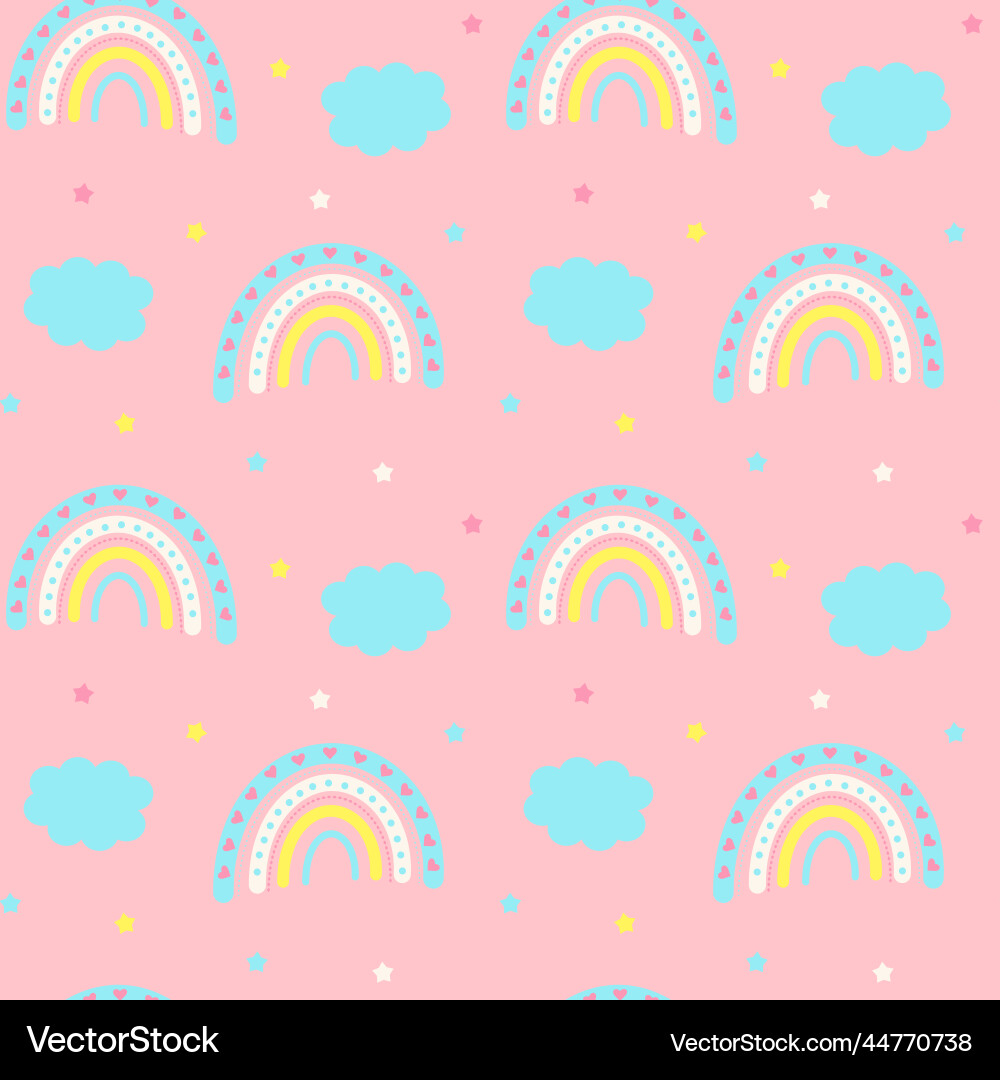 Seamless pattern with cute magic rainbow clouds Vector Image