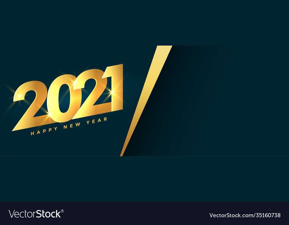 Stylish golden happy new year 2021 shiny banner Vector Image