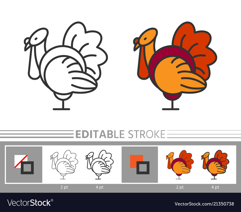 Thanksgiving Tag Truthahn Linie Icon editable Schlag