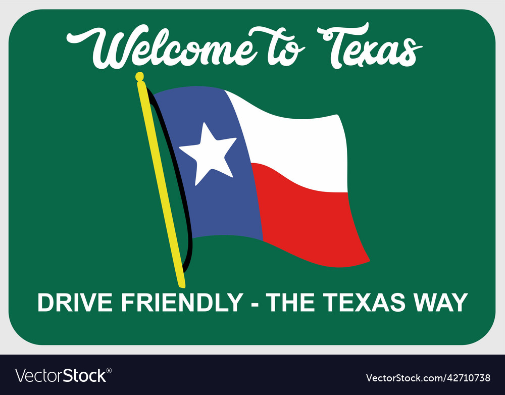 Welcome to texas on a green background Royalty Free Vector