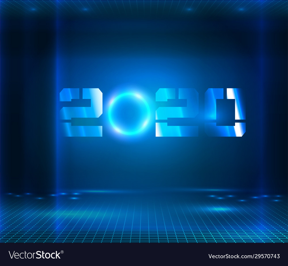 Dark futuristic sci fi big hall room with lights Vector Image