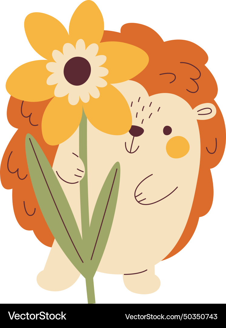 Hedgehog holding flower Royalty Free Vector Image