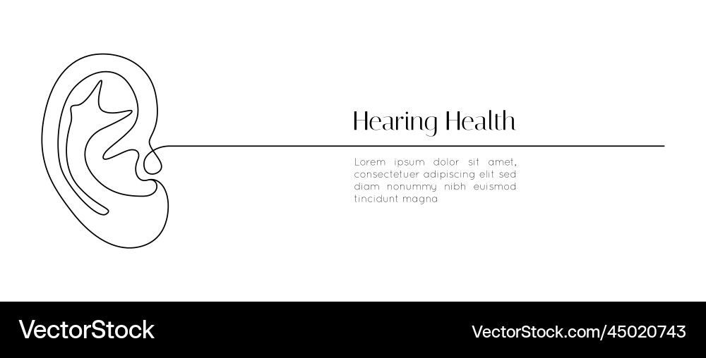 One continuous line drawing of human ear icon Vector Image