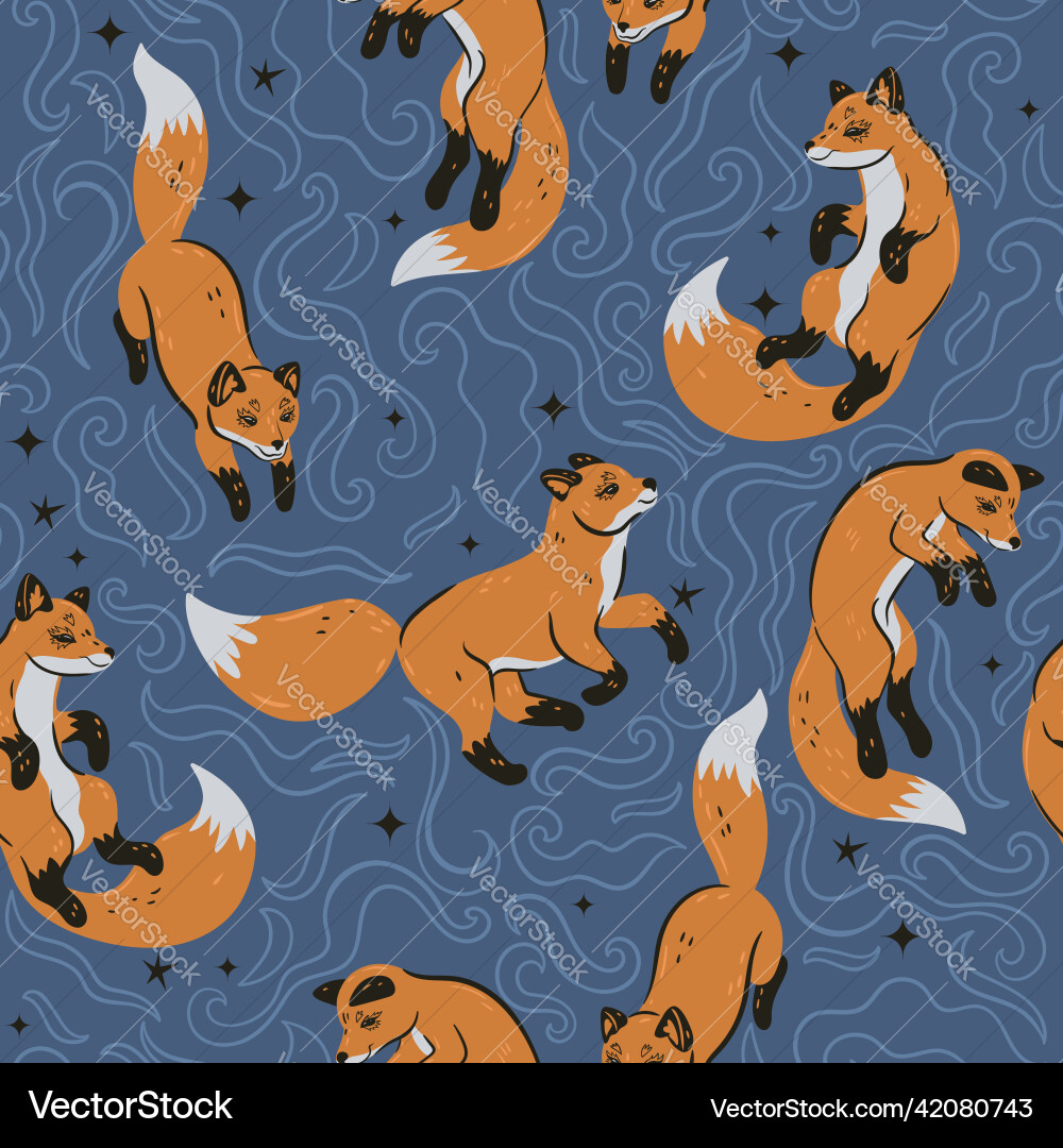 Seamless pattern with cute foxes graphics Vector Image
