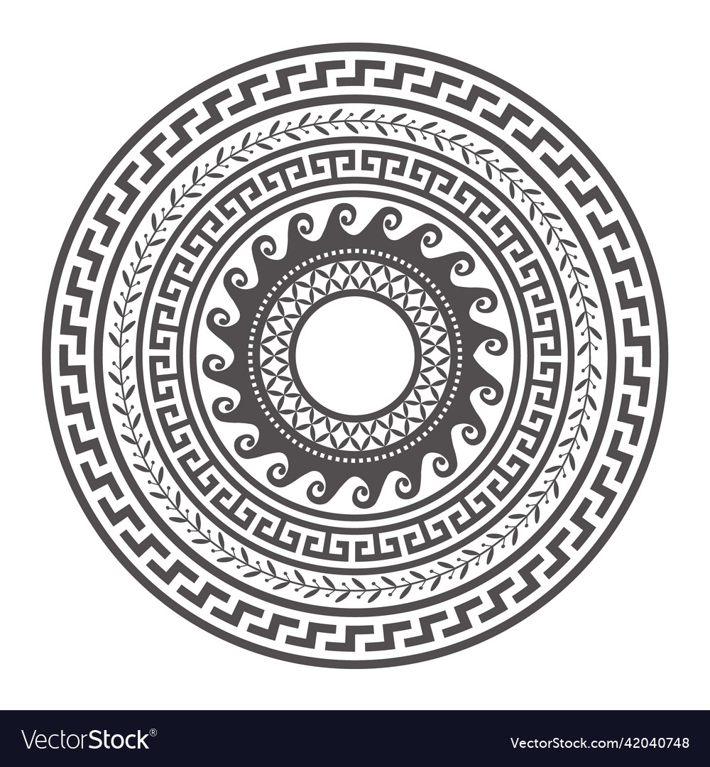 Circle greek mandala design round meander Vector Image