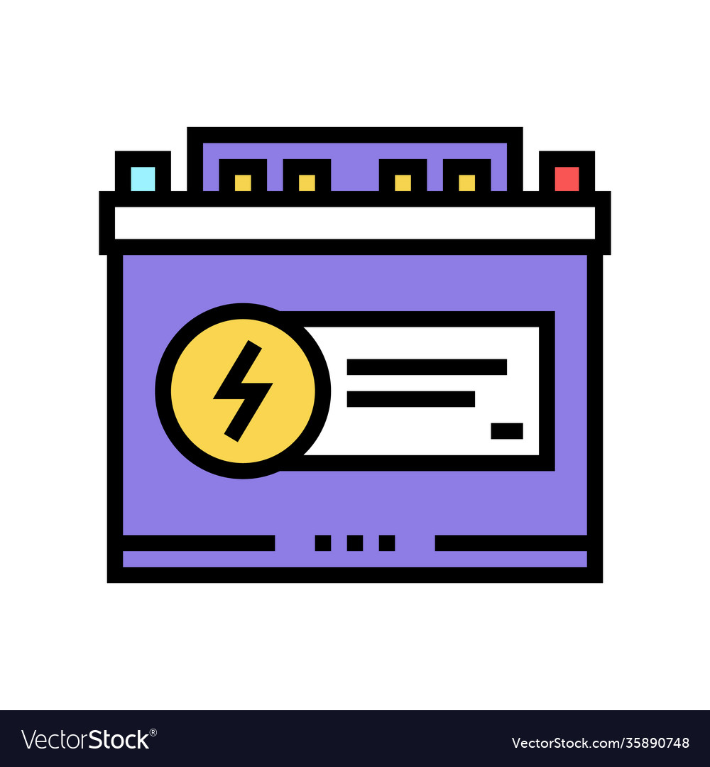 Electrical battery color icon flat Royalty Free Vector Image