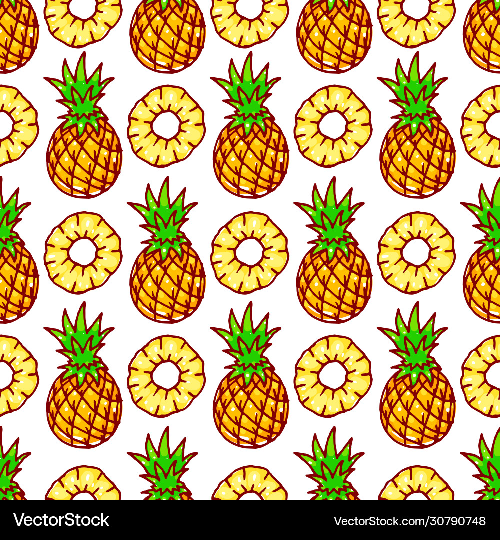 Seamless cute pineapple Royalty Free Vector Image