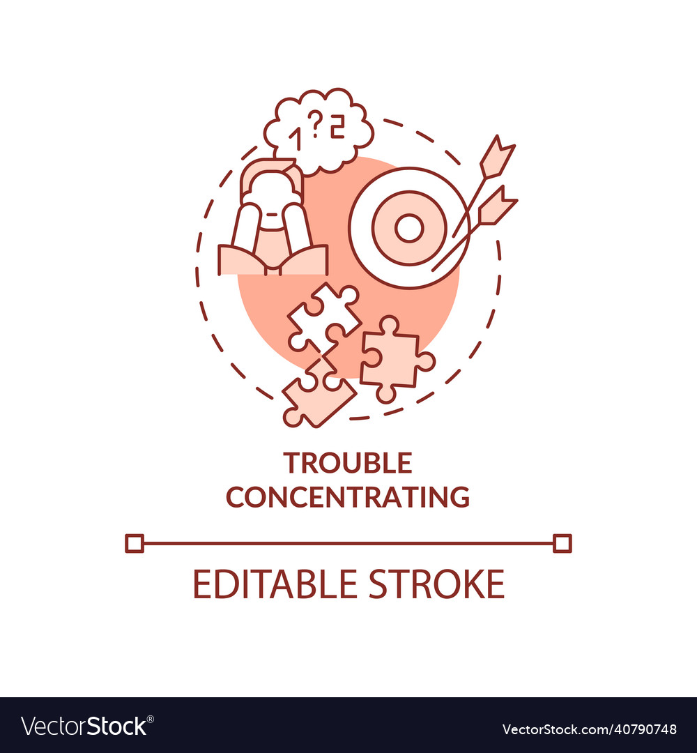 Trouble concentrating terracotta concept icon Vector Image