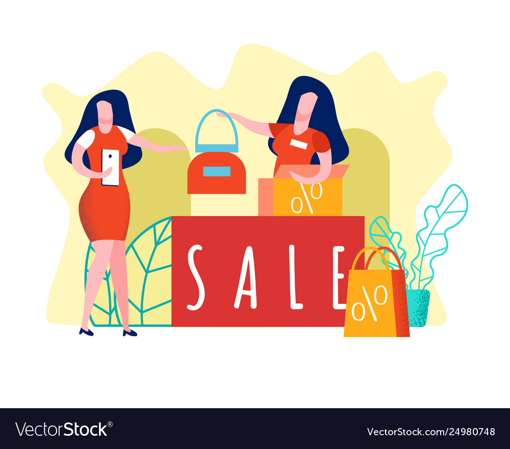 Woman buying handbag flat Royalty Free Vector Image