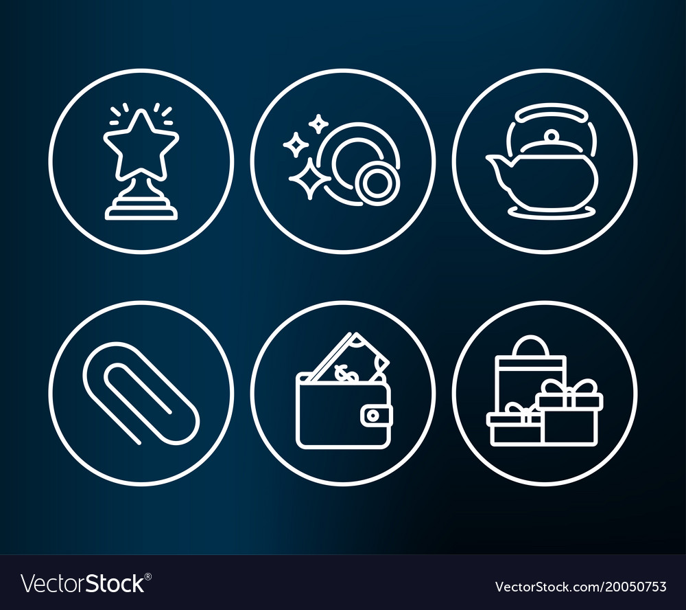 clean dishes winner and paper clip icons wallet vector image