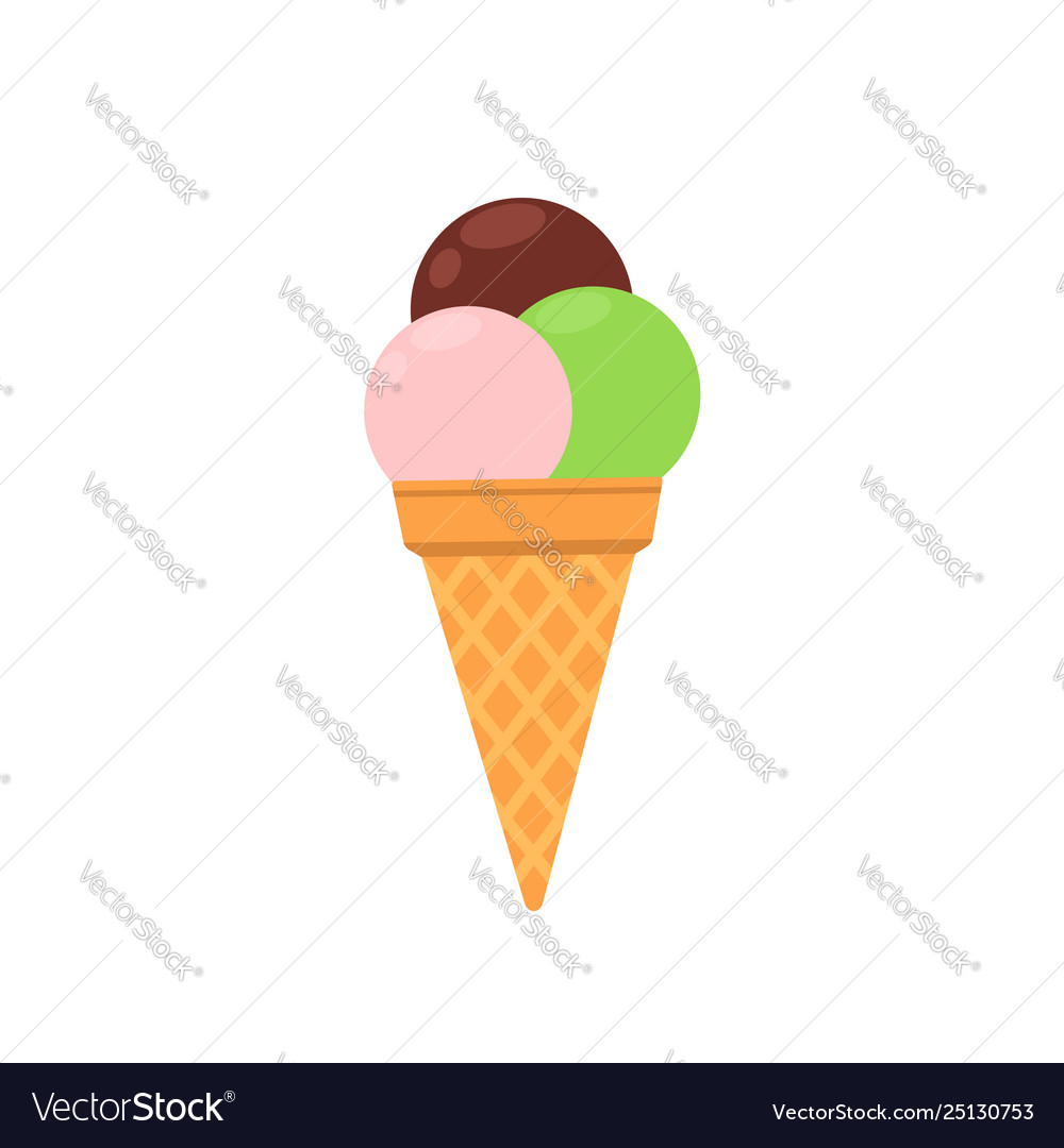 Ice cream in cone Royalty Free Vector Image - VectorStock