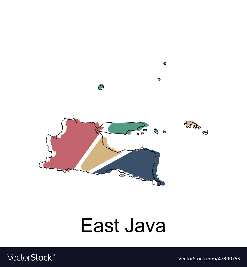 Map of east java colorful modern geometric Vector Image