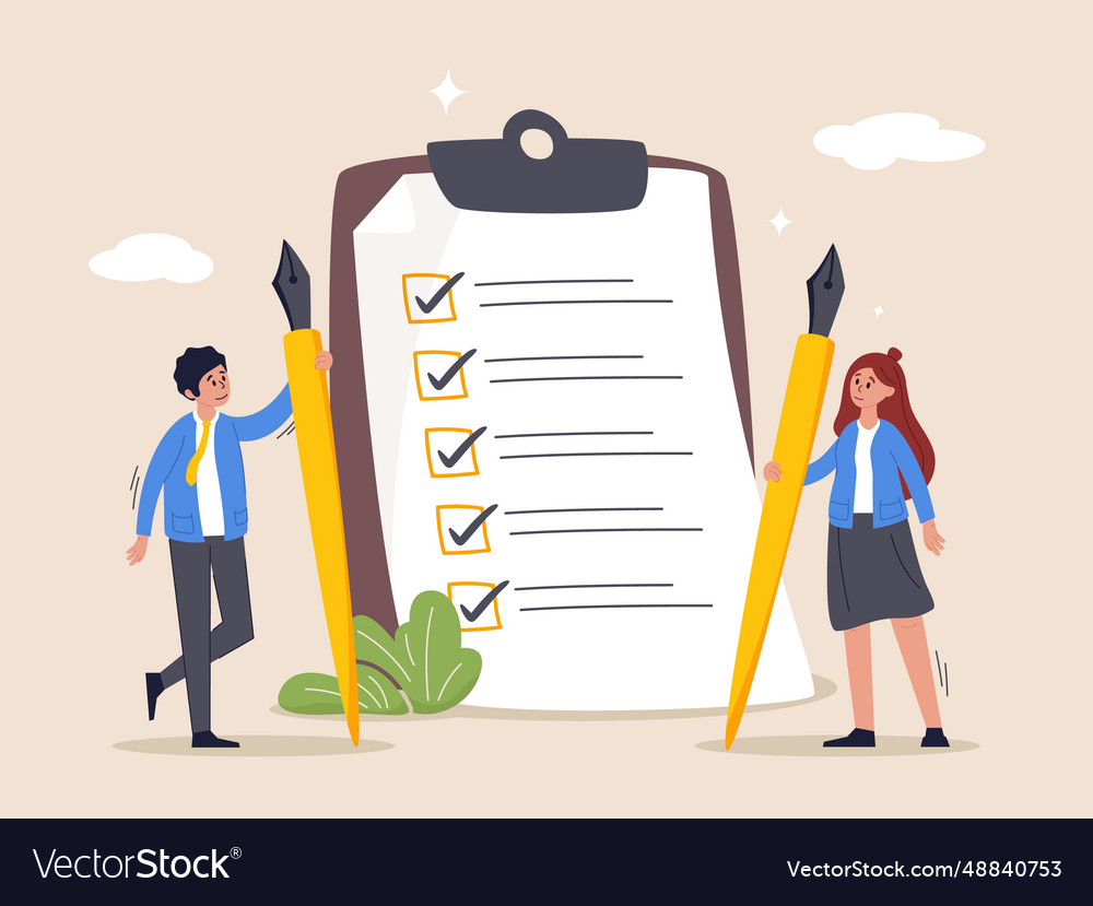 Review plan concept checklist for work completion Vector Image