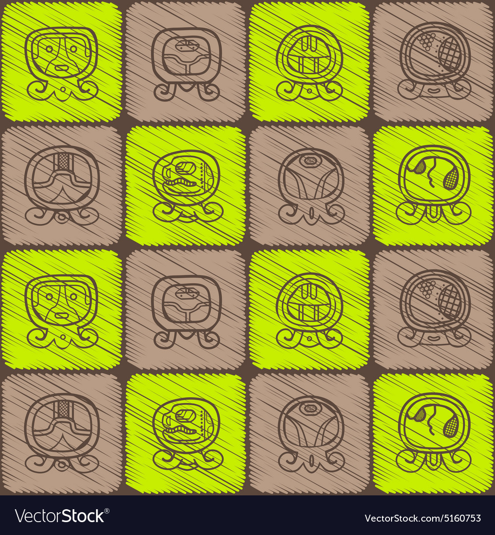 Seamless background with maya calendar named days Vector Image