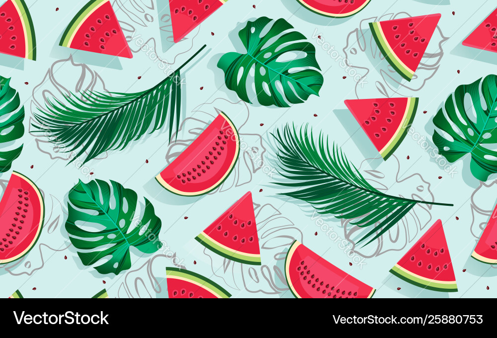 Seamless pattern with watermelons slice Royalty Free Vector