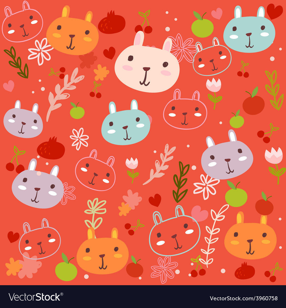 Fancy bunny red pattern Royalty Free Vector Image