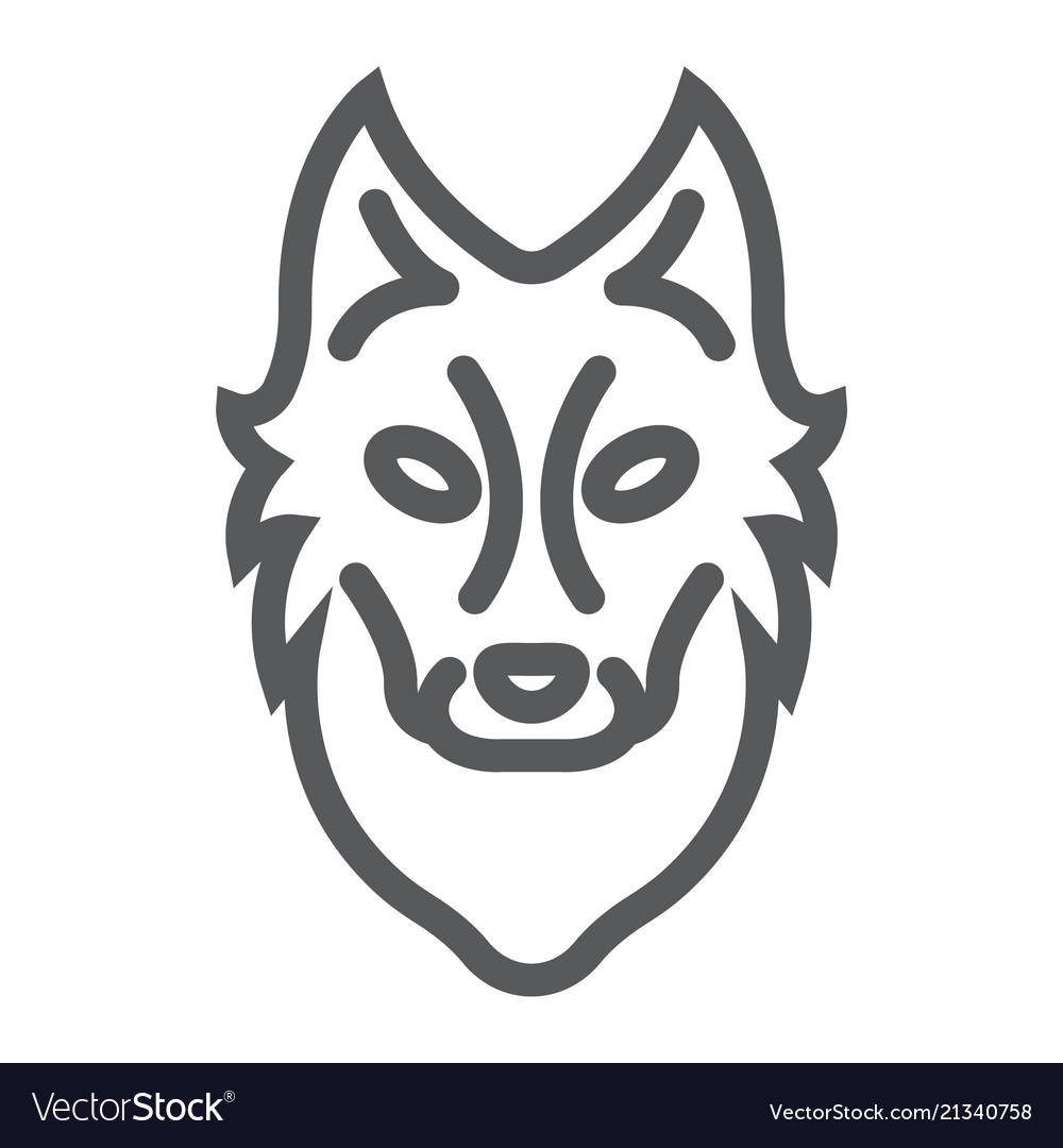 Wolf line icon animal and zoo