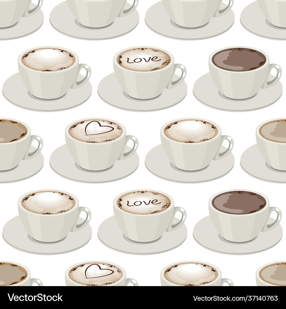 Seamless pattern with white coffee cups endless Vector Image