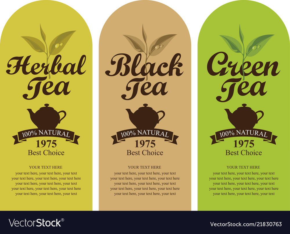 Set of labels for the black green and herbal tea Vector Image