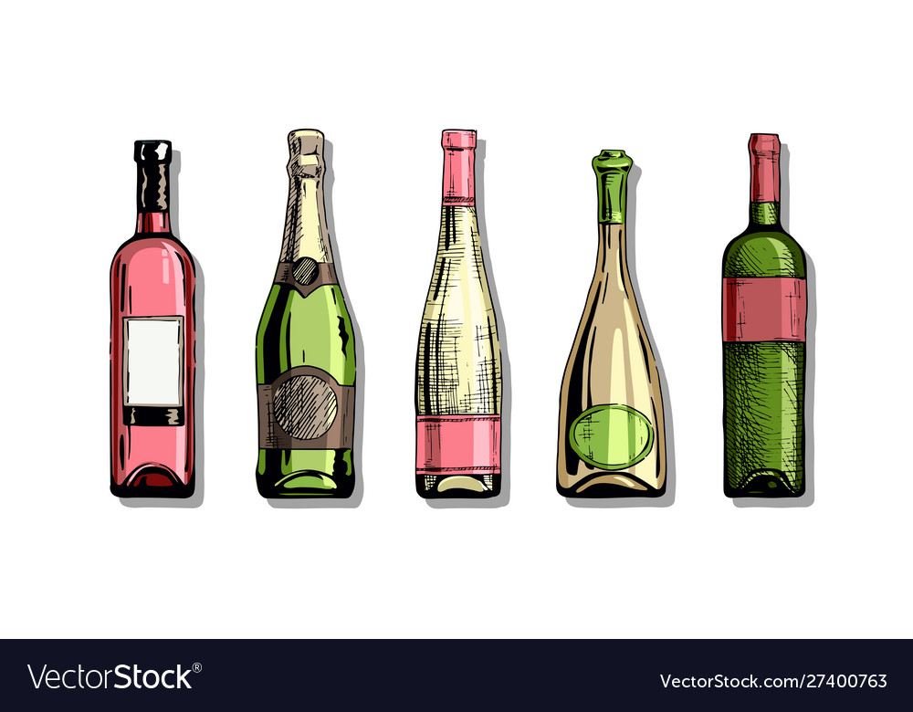 Set Wine Bottle Royalty Free Vector Image Vectorstock