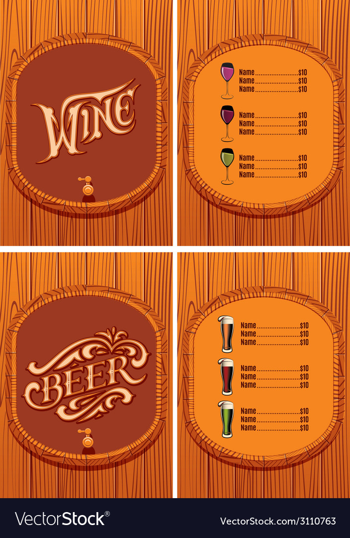 Template for the cover of beer and wine menu Vector Image