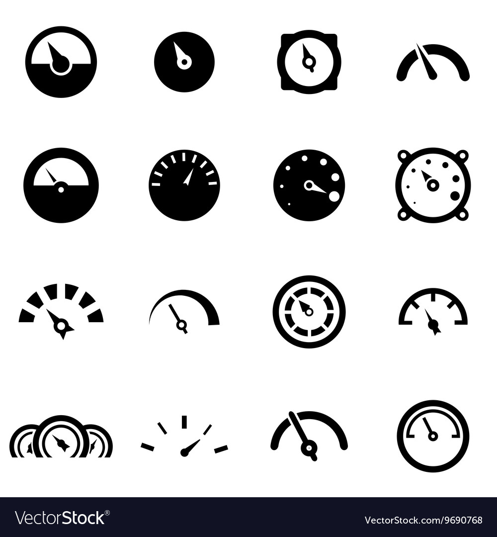 Black meter icon set Royalty Free Vector Image