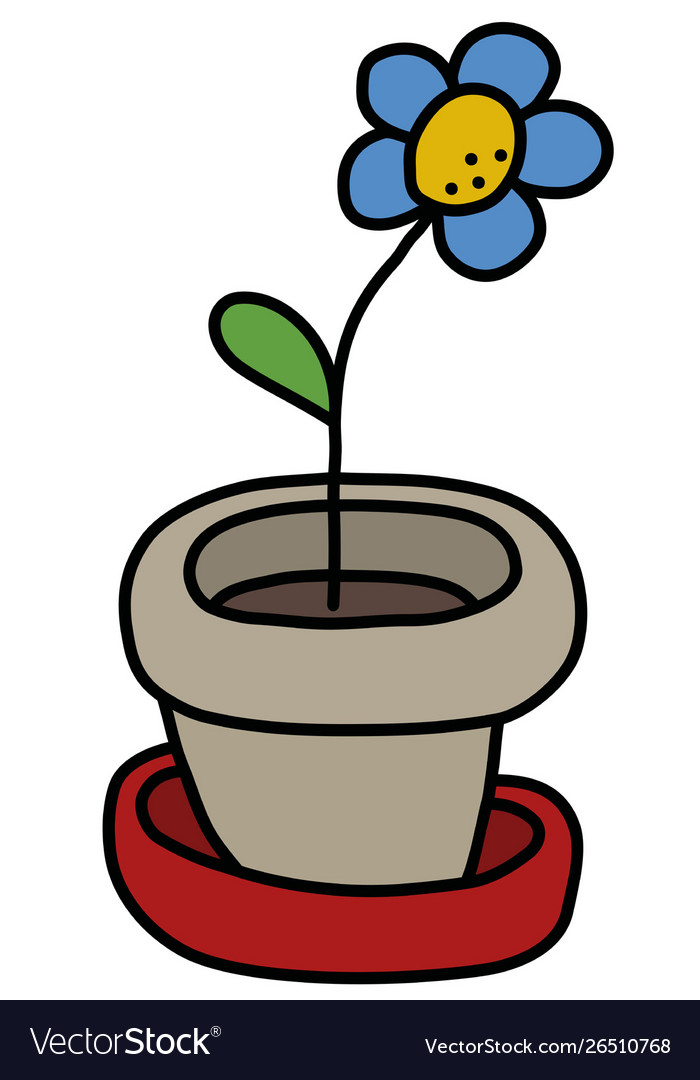 Blue flower in beige pot Royalty Free Vector Image