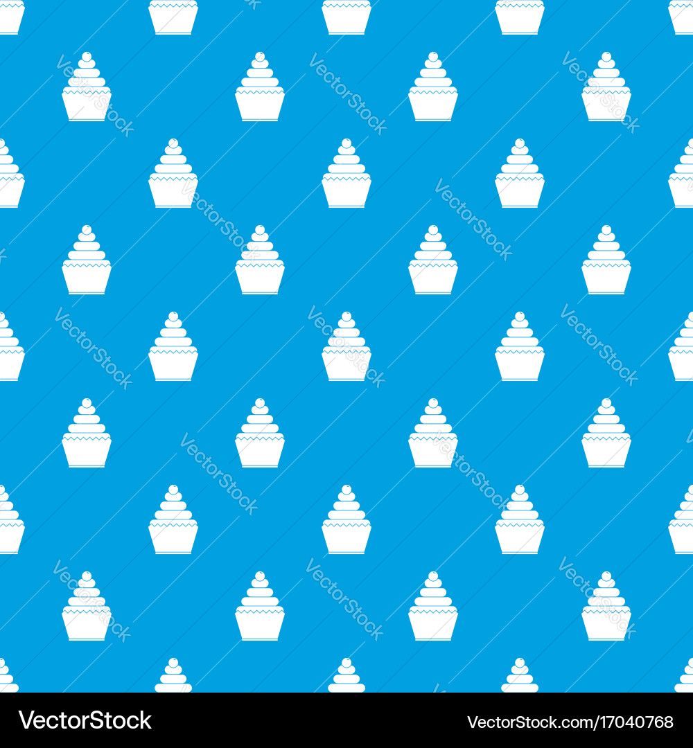 Cupcake pattern seamless blue Royalty Free Vector Image