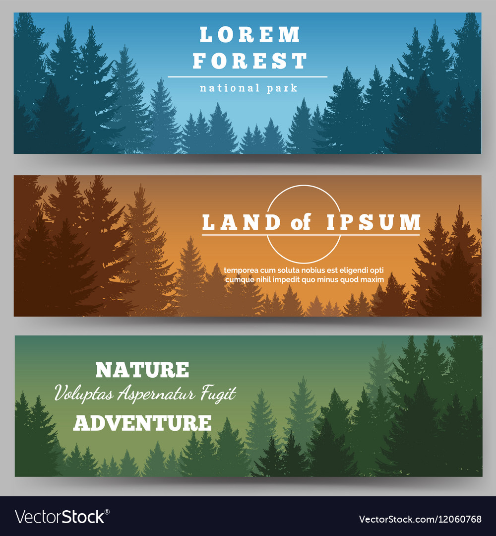 green pines forest banners