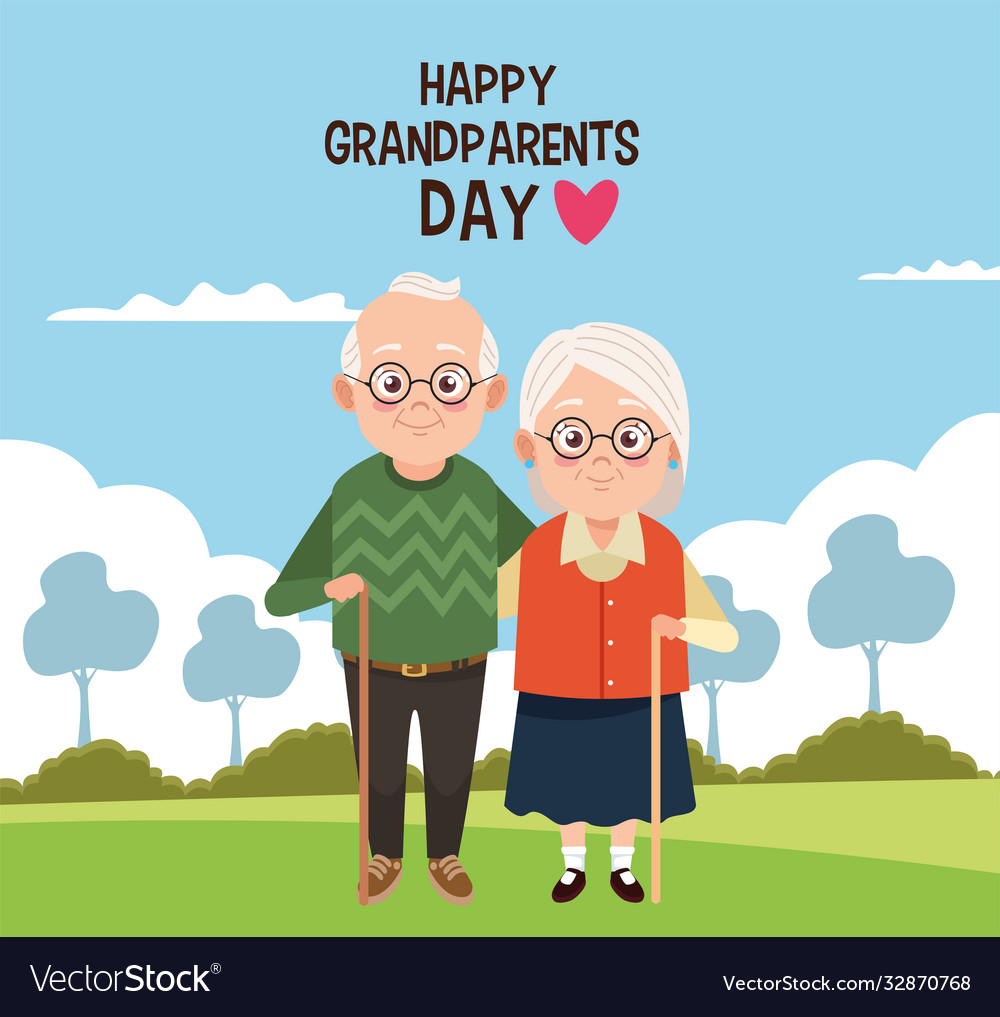 Happy grandparents day card with old couple Vector Image