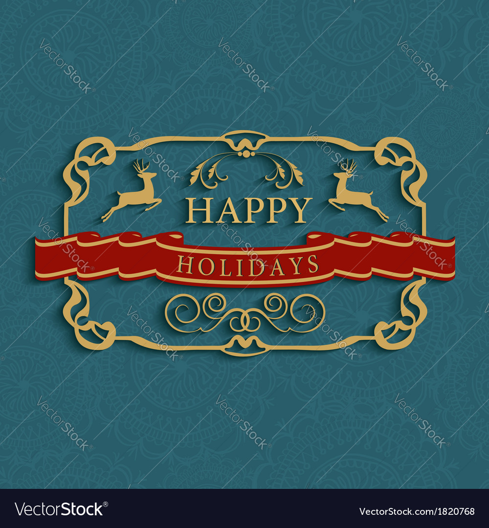 Happy Holidays Text Greeting Card Royalty Free Vector Image