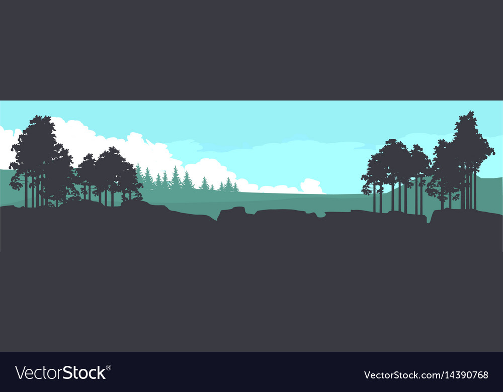 Horizontal Mountain Forest Banner Royalty Free Vector Image