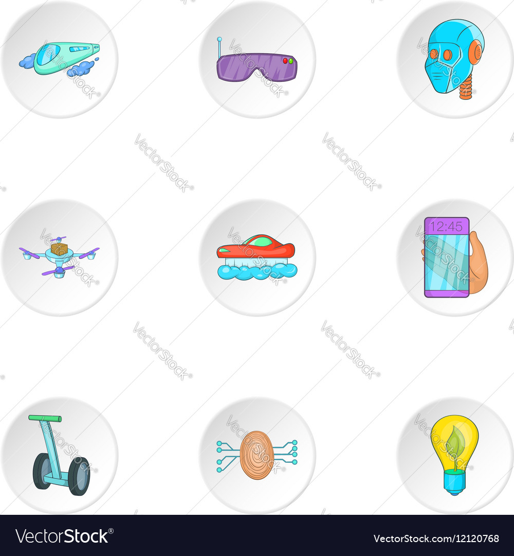 New feature icons set cartoon style Royalty Free Vector