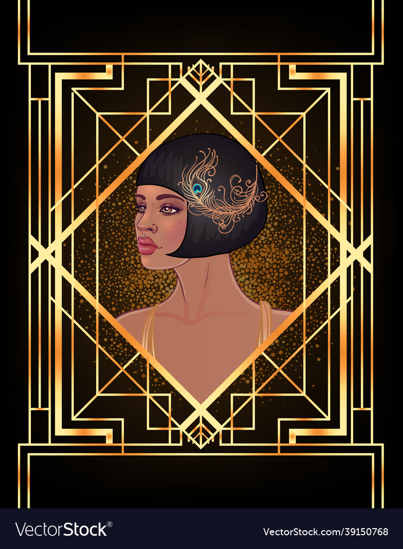 Retro fashion glamour girl of twenties african Vector Image