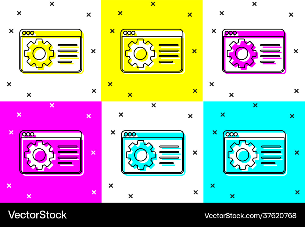 Set browser setting icon isolated on color Vector Image