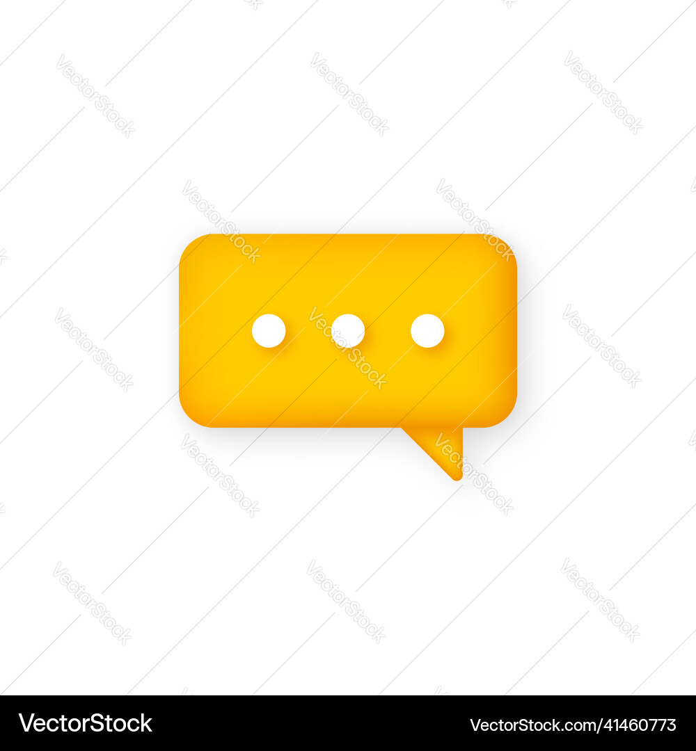 3d speech bubble icon yellow Royalty Free Vector Image