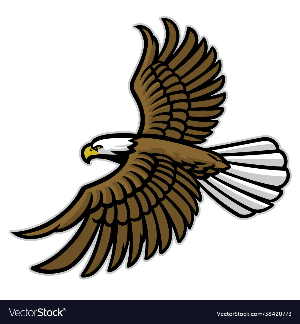 Bald eagle flying mascot spreading wings Vector Image