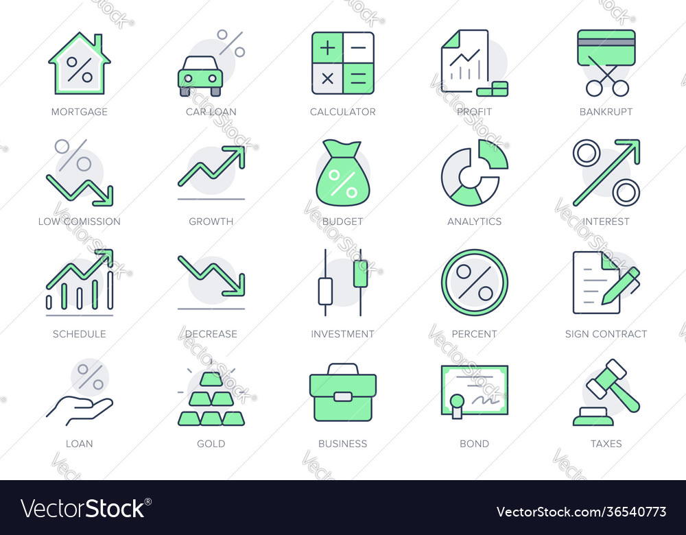 Finance investment simple line icons vector image Finance investment simple line icons