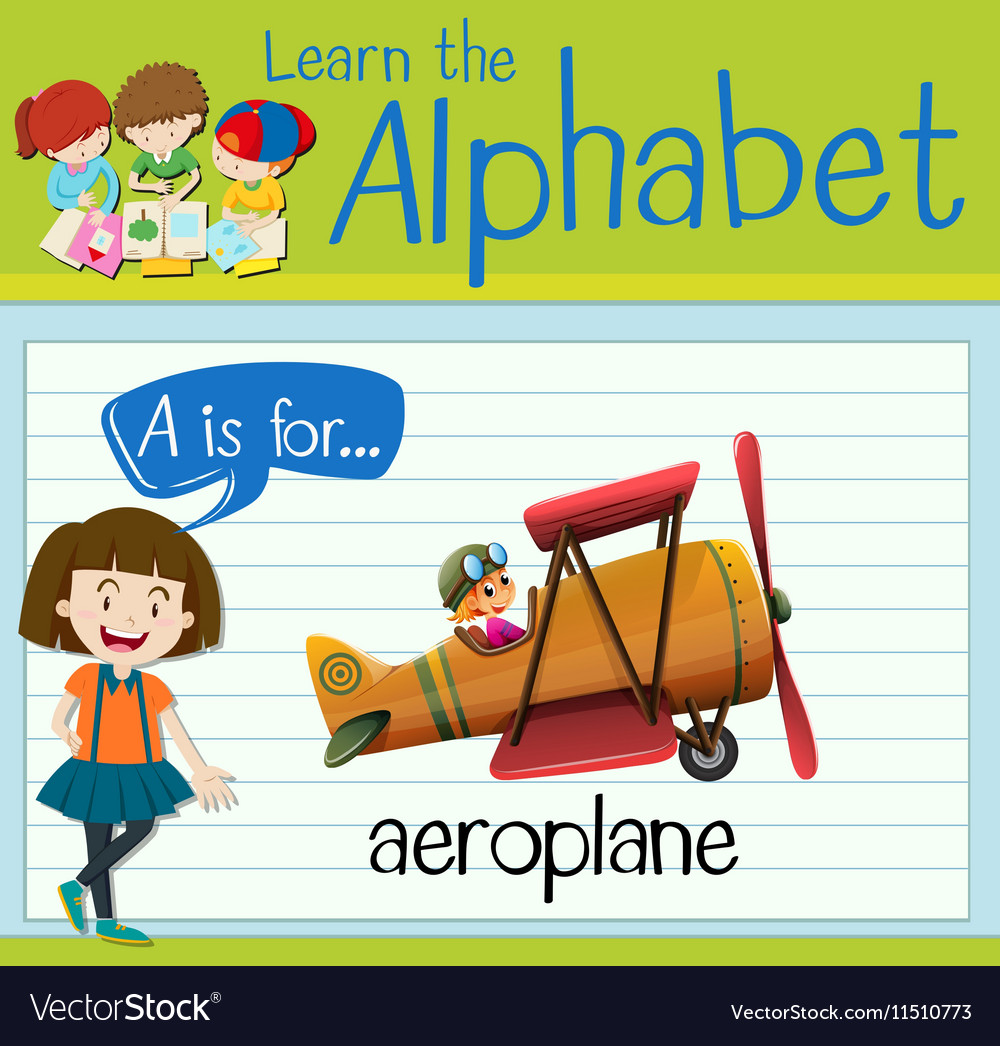 Flashcard letter A is for aeroplane Royalty Free Vector