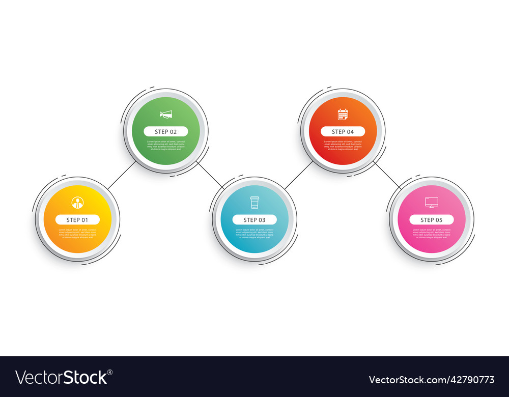 Infographics circle timeline with 5 number thin Vector Image