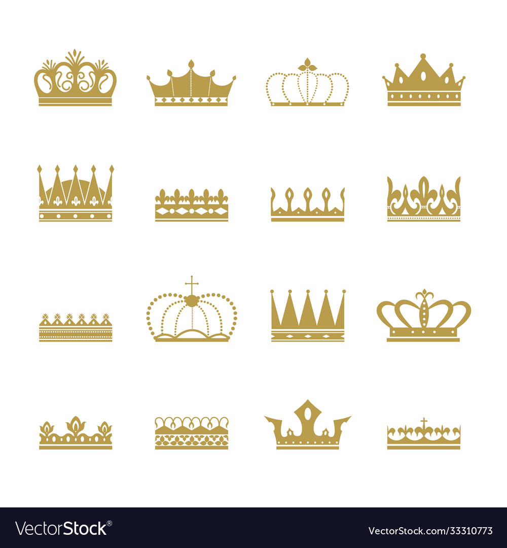 Set and collection gold silhouettes royal Vector Image