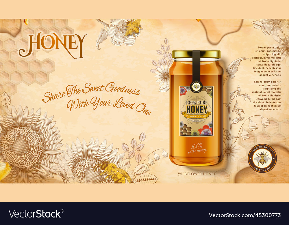 Wildflower honey ads Royalty Free Vector Image