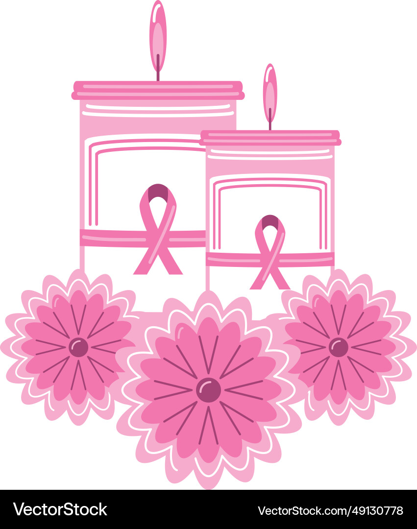 Breast cancer awareness candles light Royalty Free Vector