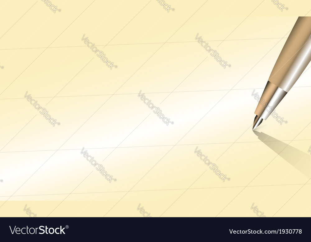 Close Up Pen With Write Space On Old Paper Vector Image